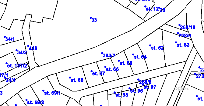 Parcela st. 383/2 v KÚ Smrk na Moravě, Katastrální mapa