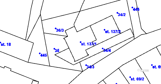 Parcela st. 137/1 v KÚ Smrk na Moravě, Katastrální mapa
