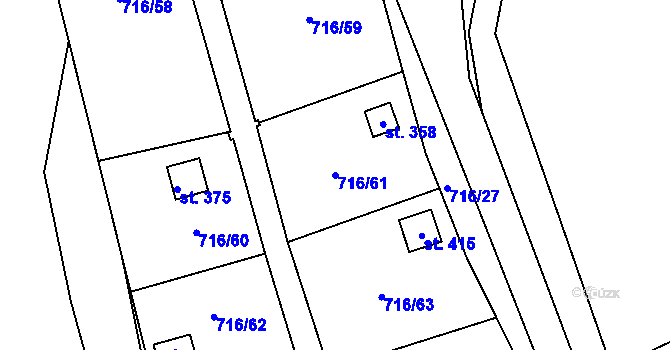 Parcela st. 716/61 v KÚ Smrkovice, Katastrální mapa