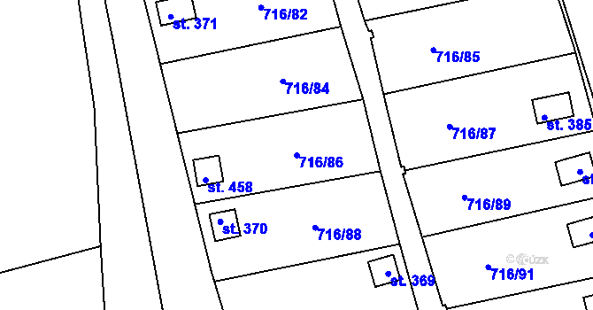 Parcela st. 716/86 v KÚ Smrkovice, Katastrální mapa