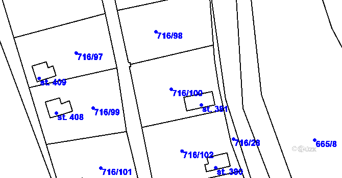 Parcela st. 716/100 v KÚ Smrkovice, Katastrální mapa