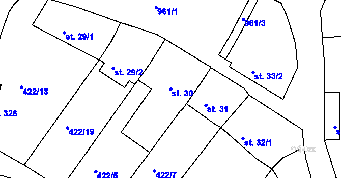 Parcela st. 30 v KÚ Smrkovice, Katastrální mapa
