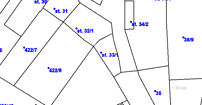 Parcela st. 33/1 v KÚ Smrkovice, Katastrální mapa