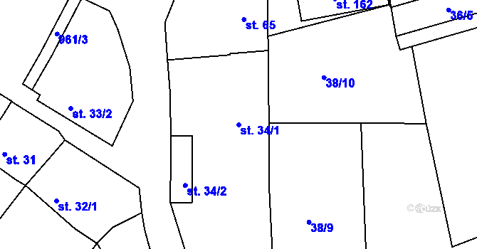 Parcela st. 34/1 v KÚ Smrkovice, Katastrální mapa