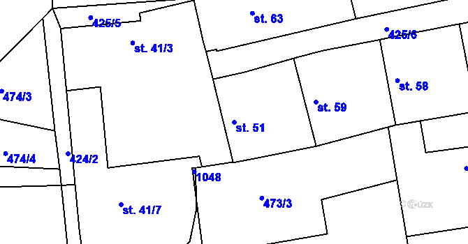 Parcela st. 51 v KÚ Smrkovice, Katastrální mapa