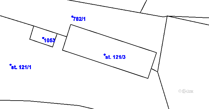 Parcela st. 121/3 v KÚ Smrkovice, Katastrální mapa