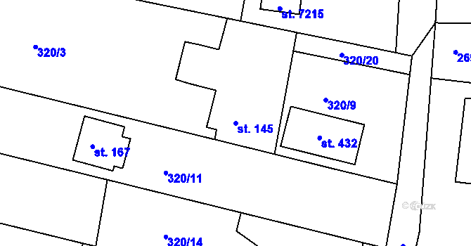 Parcela st. 145 v KÚ Smrkovice, Katastrální mapa