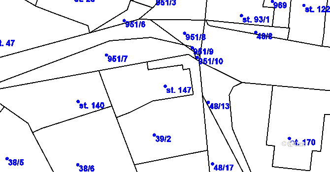 Parcela st. 147 v KÚ Smrkovice, Katastrální mapa
