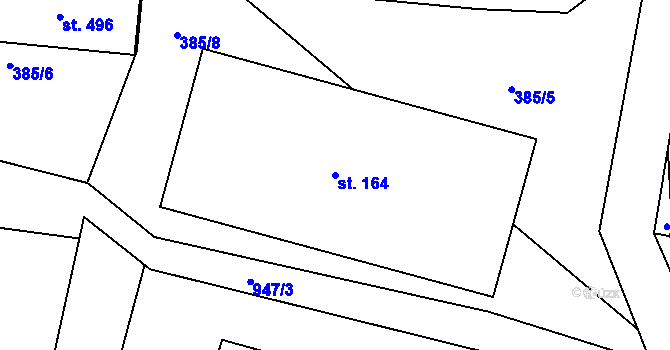 Parcela st. 164 v KÚ Smrkovice, Katastrální mapa