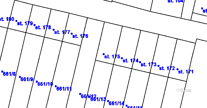 Parcela st. 175 v KÚ Smrkovice, Katastrální mapa