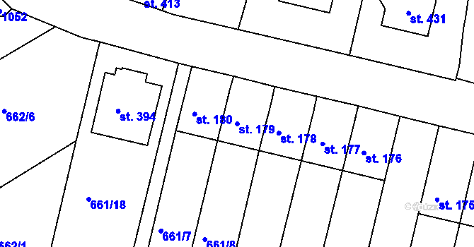 Parcela st. 179 v KÚ Smrkovice, Katastrální mapa