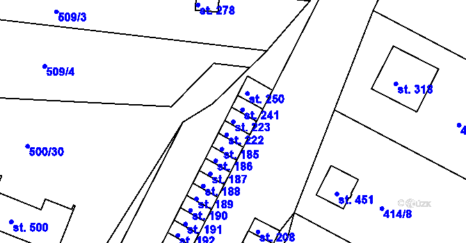 Parcela st. 223 v KÚ Smrkovice, Katastrální mapa