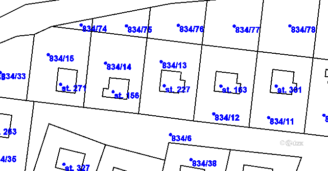Parcela st. 227 v KÚ Smrkovice, Katastrální mapa
