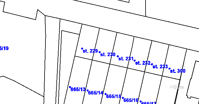 Parcela st. 230 v KÚ Smrkovice, Katastrální mapa
