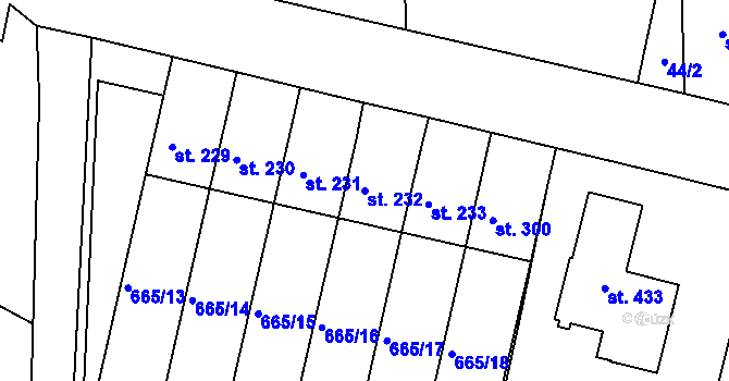 Parcela st. 232 v KÚ Smrkovice, Katastrální mapa