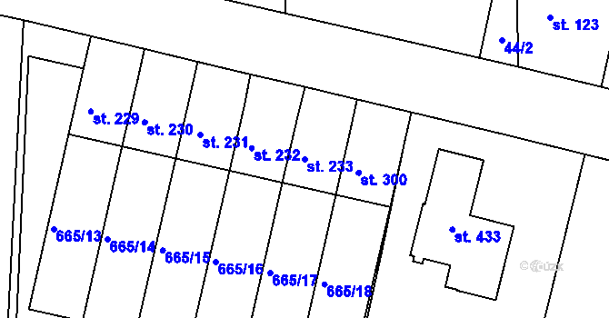 Parcela st. 233 v KÚ Smrkovice, Katastrální mapa