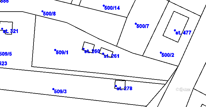 Parcela st. 261 v KÚ Smrkovice, Katastrální mapa