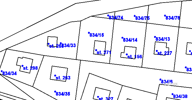 Parcela st. 271 v KÚ Smrkovice, Katastrální mapa