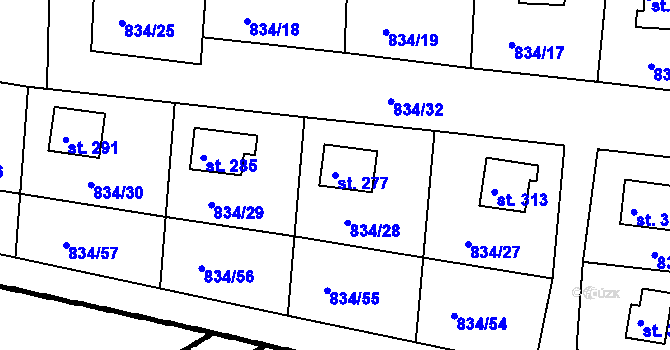 Parcela st. 277 v KÚ Smrkovice, Katastrální mapa