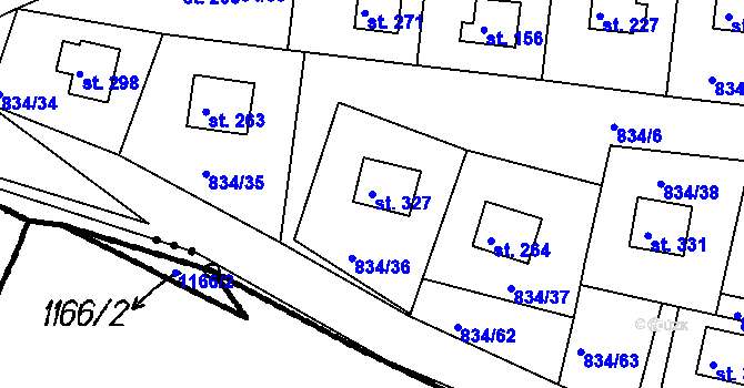 Parcela st. 327 v KÚ Smrkovice, Katastrální mapa