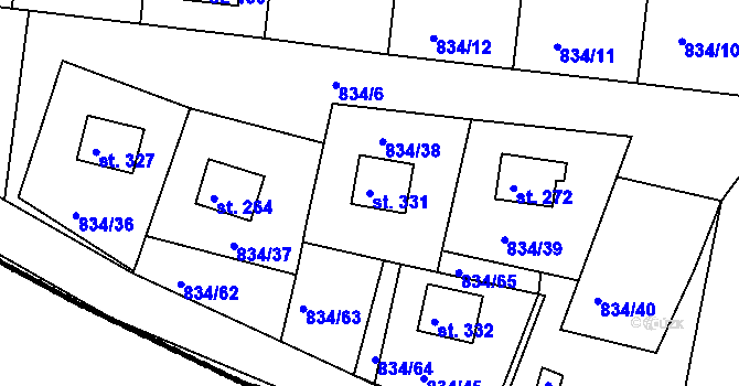Parcela st. 331 v KÚ Smrkovice, Katastrální mapa