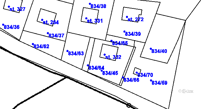 Parcela st. 332 v KÚ Smrkovice, Katastrální mapa