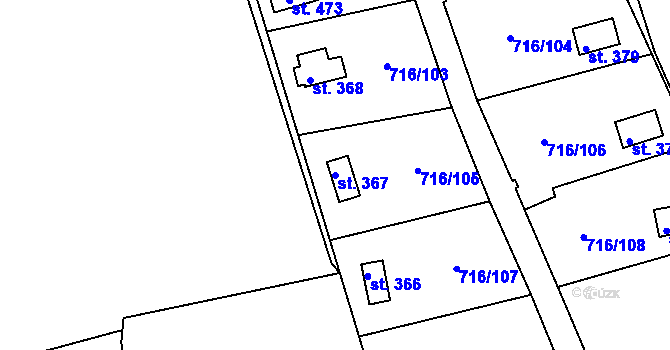 Parcela st. 367 v KÚ Smrkovice, Katastrální mapa