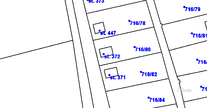 Parcela st. 372 v KÚ Smrkovice, Katastrální mapa