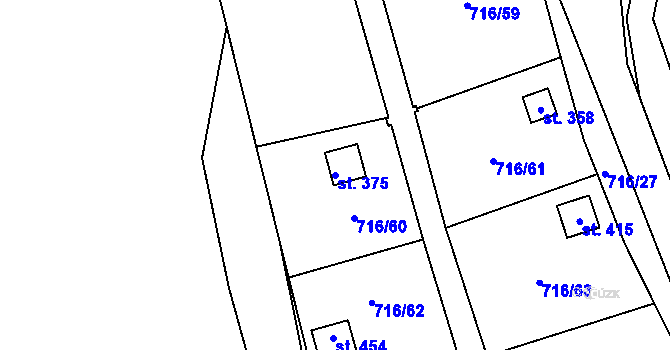 Parcela st. 375 v KÚ Smrkovice, Katastrální mapa