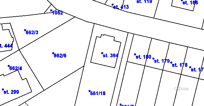 Parcela st. 394 v KÚ Smrkovice, Katastrální mapa