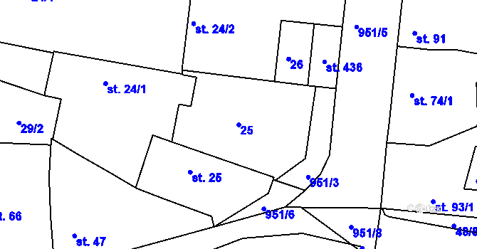 Parcela st. 25 v KÚ Smrkovice, Katastrální mapa