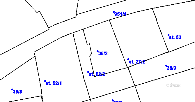 Parcela st. 36/2 v KÚ Smrkovice, Katastrální mapa