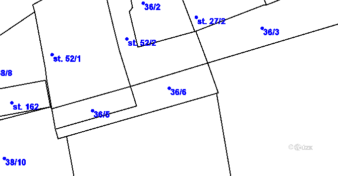 Parcela st. 36/6 v KÚ Smrkovice, Katastrální mapa