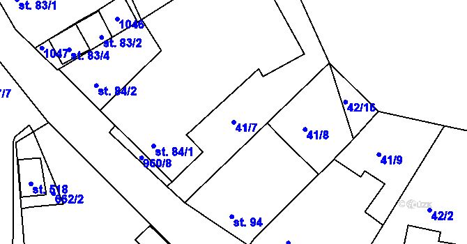 Parcela st. 41/7 v KÚ Smrkovice, Katastrální mapa