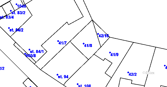 Parcela st. 41/8 v KÚ Smrkovice, Katastrální mapa