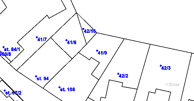 Parcela st. 41/9 v KÚ Smrkovice, Katastrální mapa