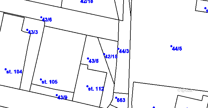 Parcela st. 42/15 v KÚ Smrkovice, Katastrální mapa