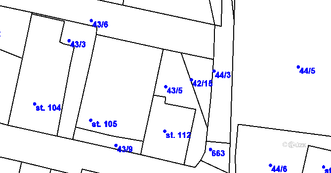 Parcela st. 43/5 v KÚ Smrkovice, Katastrální mapa