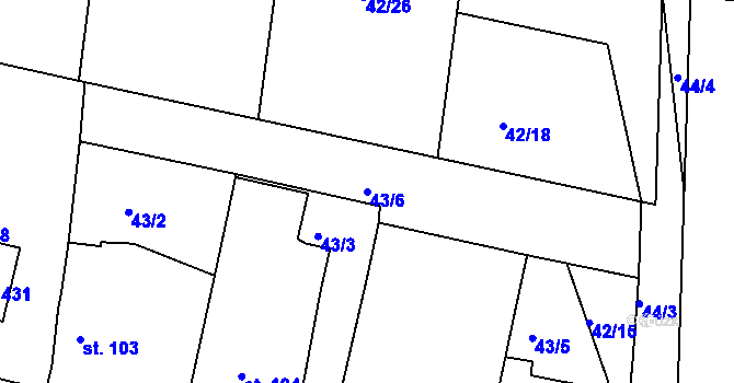 Parcela st. 43/6 v KÚ Smrkovice, Katastrální mapa