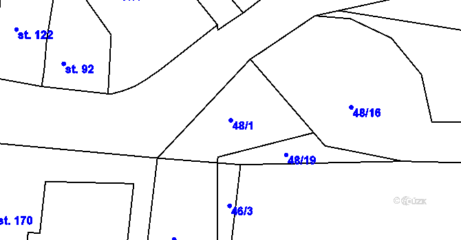 Parcela st. 48/1 v KÚ Smrkovice, Katastrální mapa