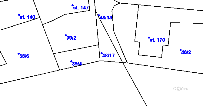 Parcela st. 48/17 v KÚ Smrkovice, Katastrální mapa