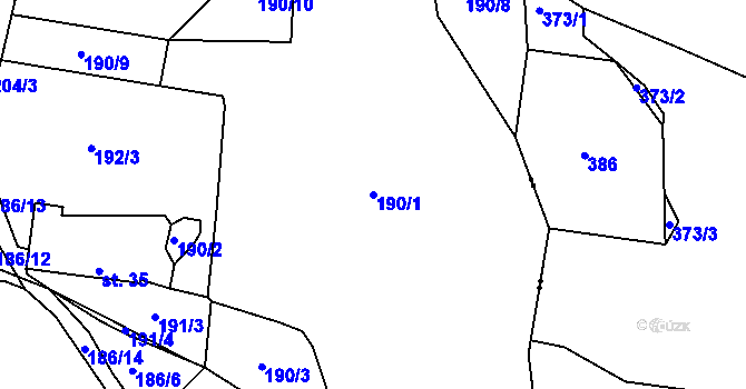 Parcela st. 190/1 v KÚ Smrkovice, Katastrální mapa