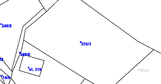 Parcela st. 225/3 v KÚ Smrkovice, Katastrální mapa