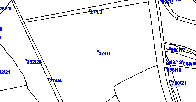 Parcela st. 274/1 v KÚ Smrkovice, Katastrální mapa