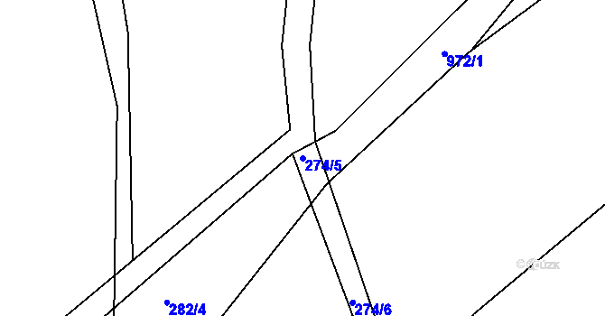 Parcela st. 274/5 v KÚ Smrkovice, Katastrální mapa
