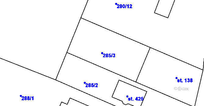 Parcela st. 285/3 v KÚ Smrkovice, Katastrální mapa