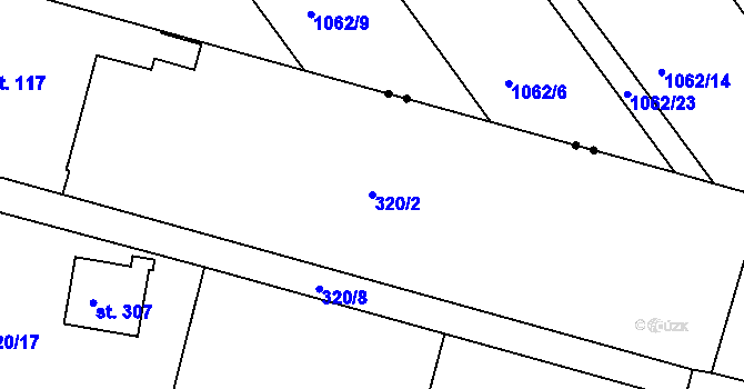 Parcela st. 320/2 v KÚ Smrkovice, Katastrální mapa
