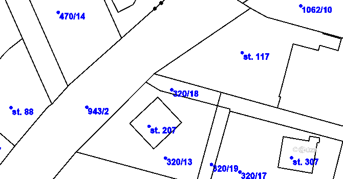 Parcela st. 320/18 v KÚ Smrkovice, Katastrální mapa