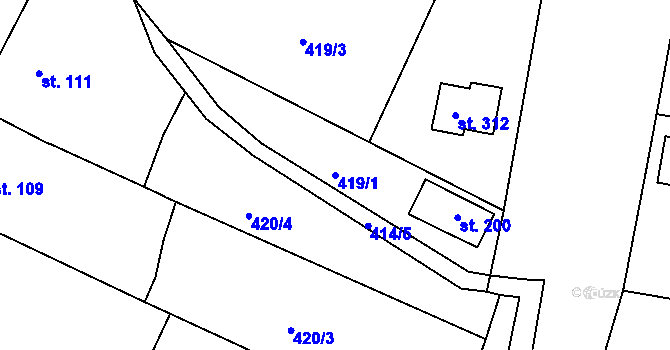 Parcela st. 419/1 v KÚ Smrkovice, Katastrální mapa