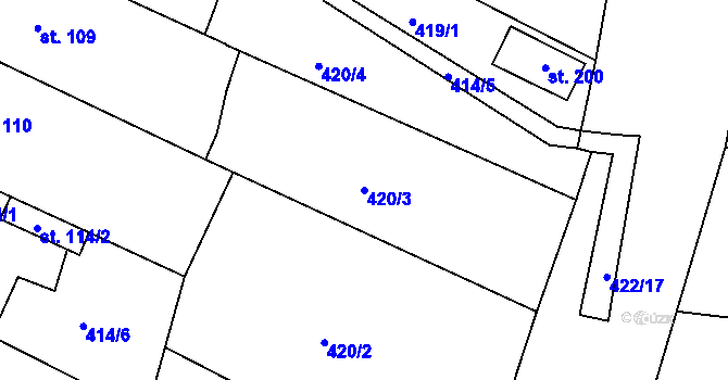 Parcela st. 420/3 v KÚ Smrkovice, Katastrální mapa